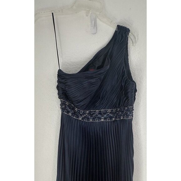 JS Collections WMN Evening Gown 8 Navy Empire Waist Pleated Whimsygoth Y2K Rare - Picture 3 of 9
